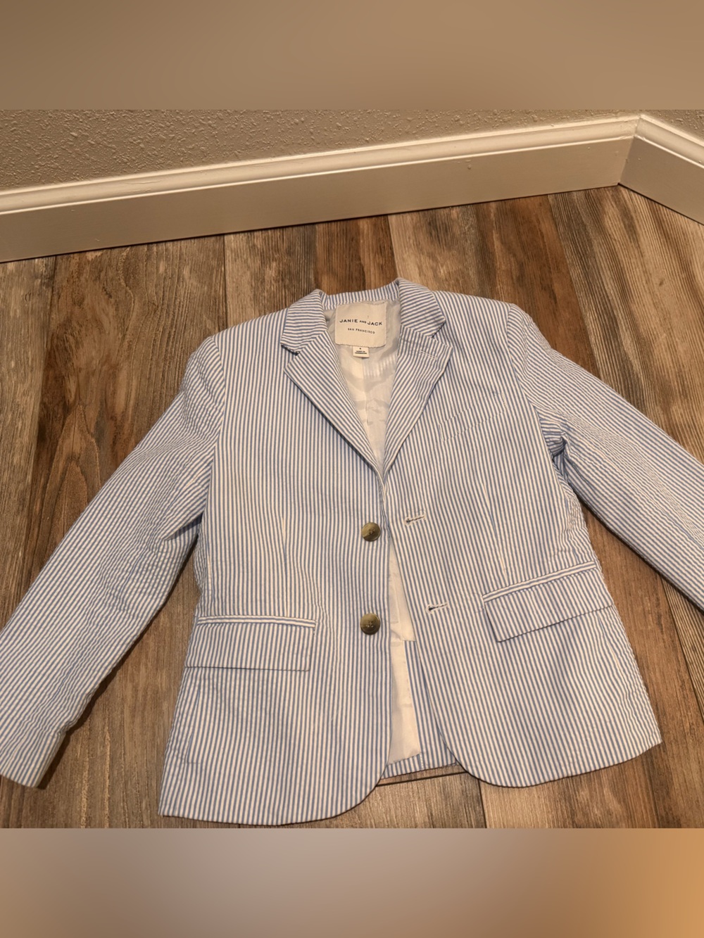 Light Blue Seersucker Men's Blazer - Classic Striped Tailored Jacket
